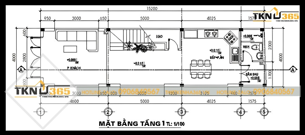 Thiết kế mặt bằng công năng tầng 1 nhà 400 triệu đảm bảo đầy đủ chức năng