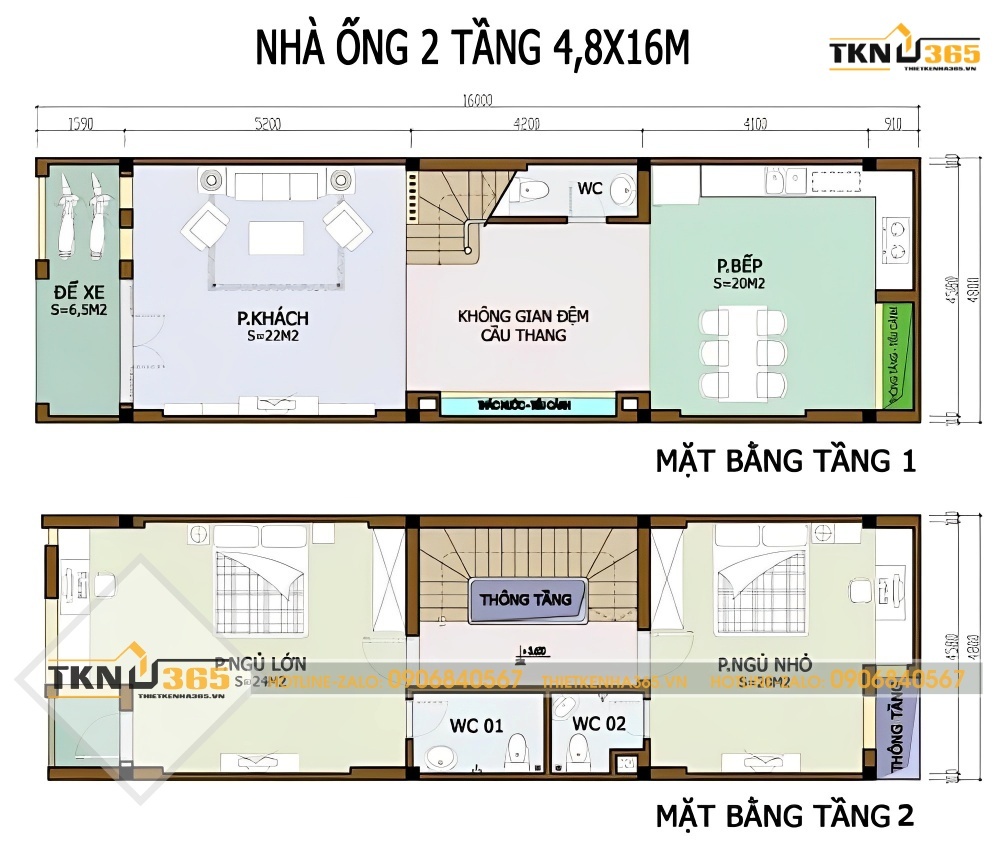 Mặt bằng công năng của nhà 2 tầng nhỏ xinh chi phí 400 triệu