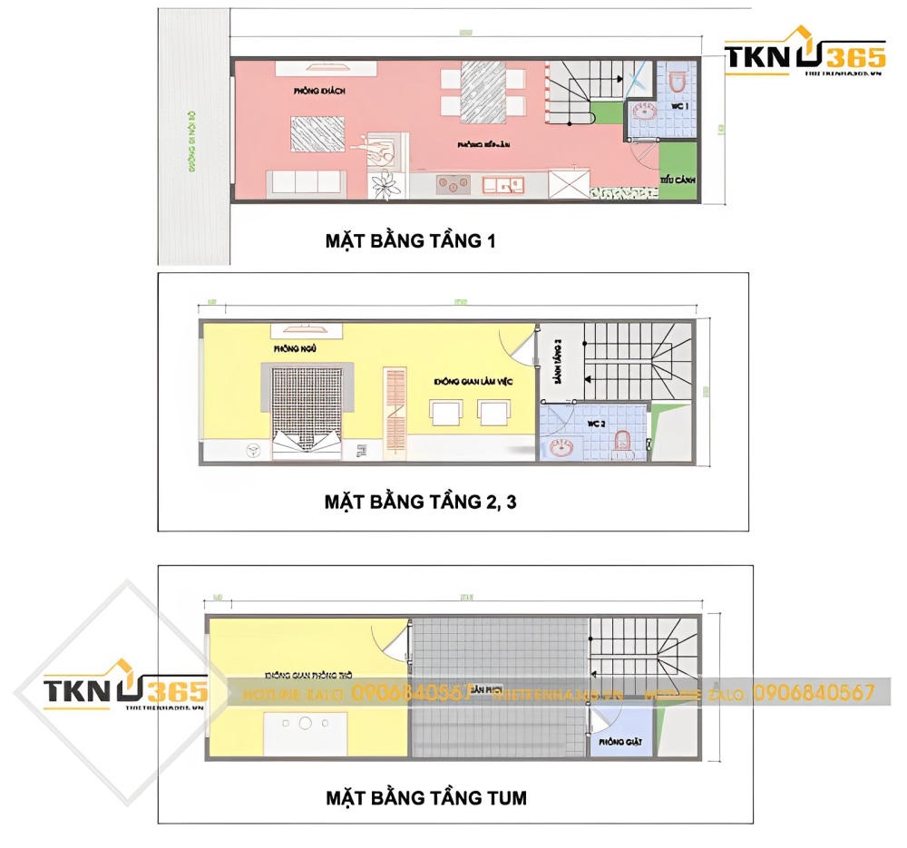 Bản vẽ thiết kế nhà diện tích nhỏ 35m2 có phòng thờ