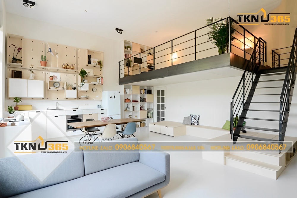 Thiết kế nhà diện tích nhỏ 35m2 có gác lửng đơn giản nhưng thực dụng