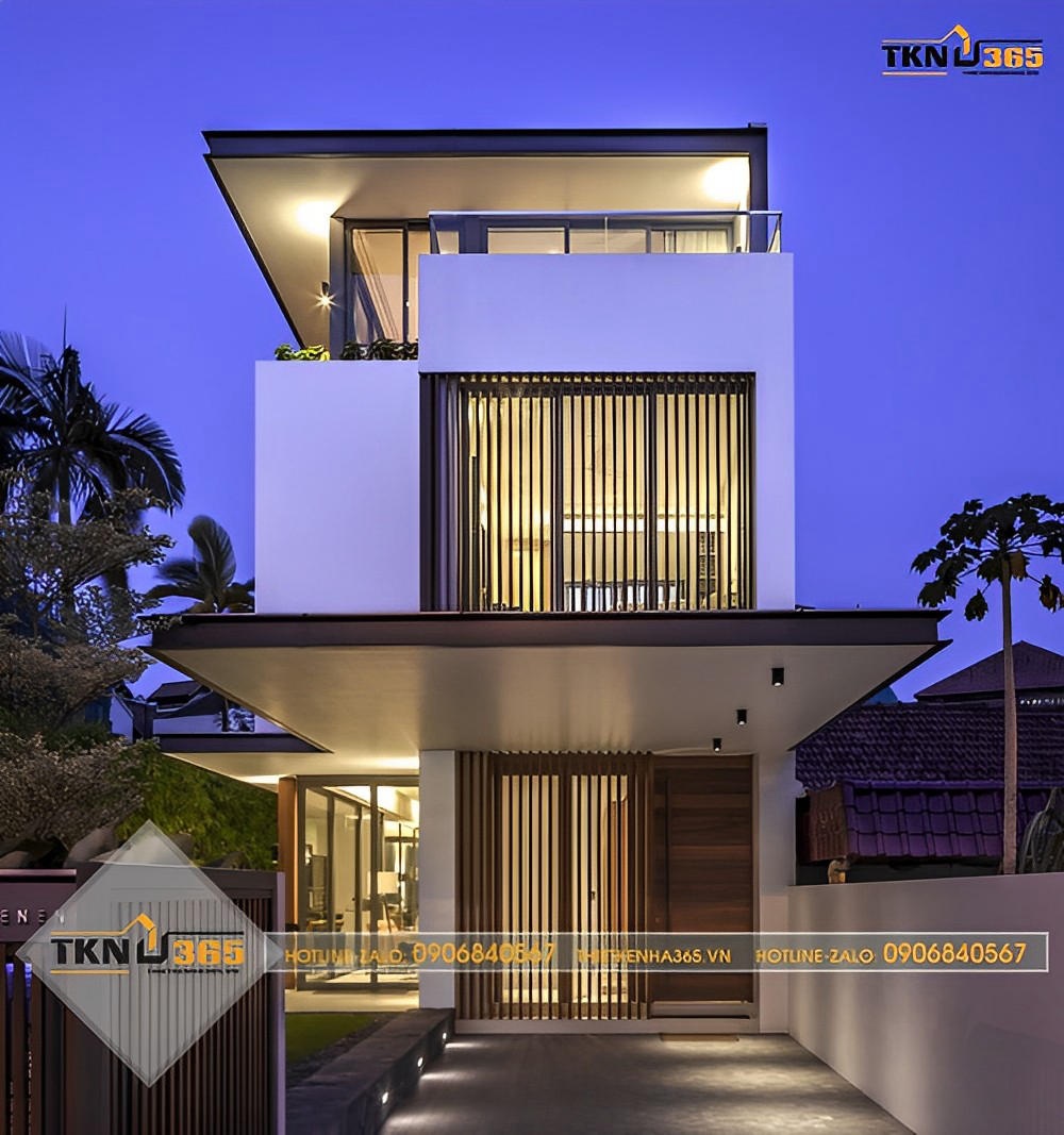 Phối cảnh mặt tiền nhà đẹp diện tích 35m2 2 tầng hiện đại phối màu độc đáo