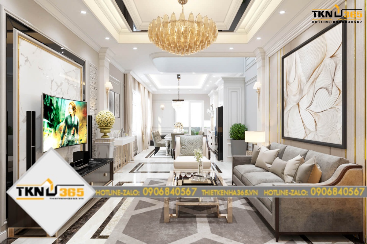 Phòng khách mẫu nhà 5x16m