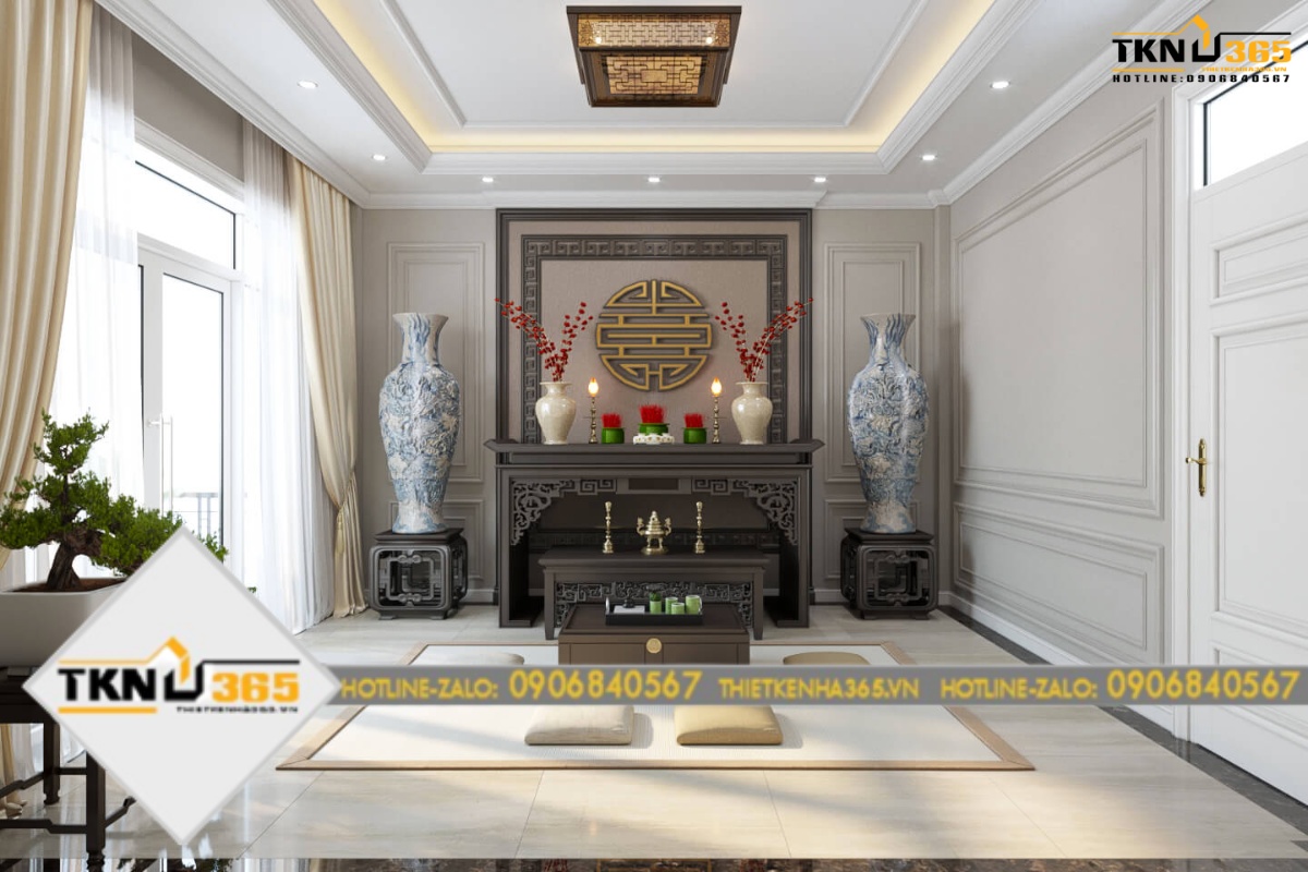 Phòng thờ mẫu nhà 5x16m