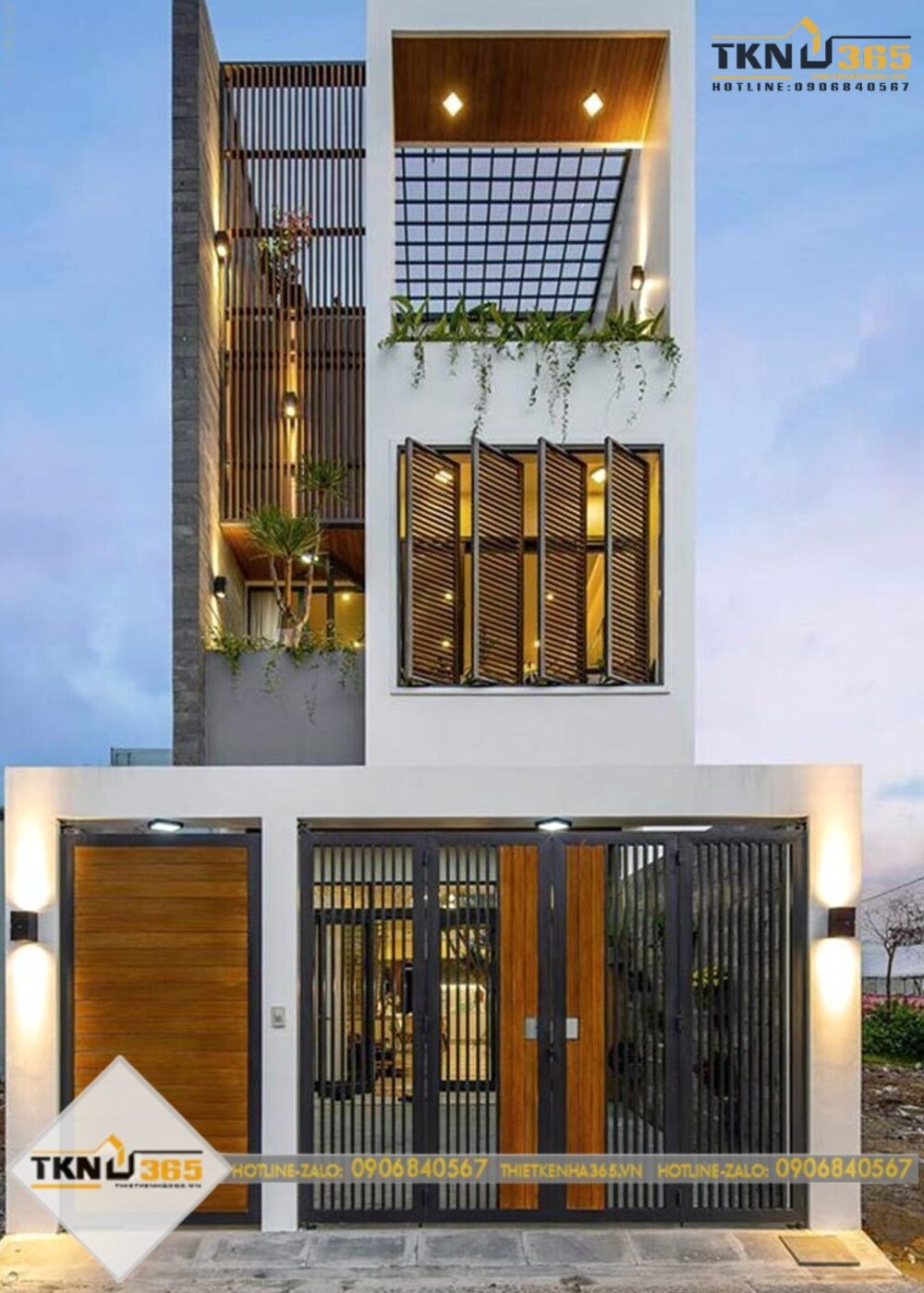 Mẫu nhà phố giật tầng hiện đại phong cách tối giản cho các cặp vợ chồng trẻ