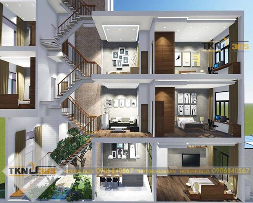 Thiết kế nhà lệch tầng