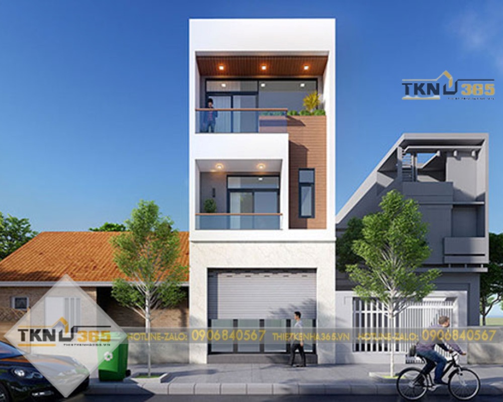 Mẫu nhà ống lệch tầng đẹp phong cách hiện đại