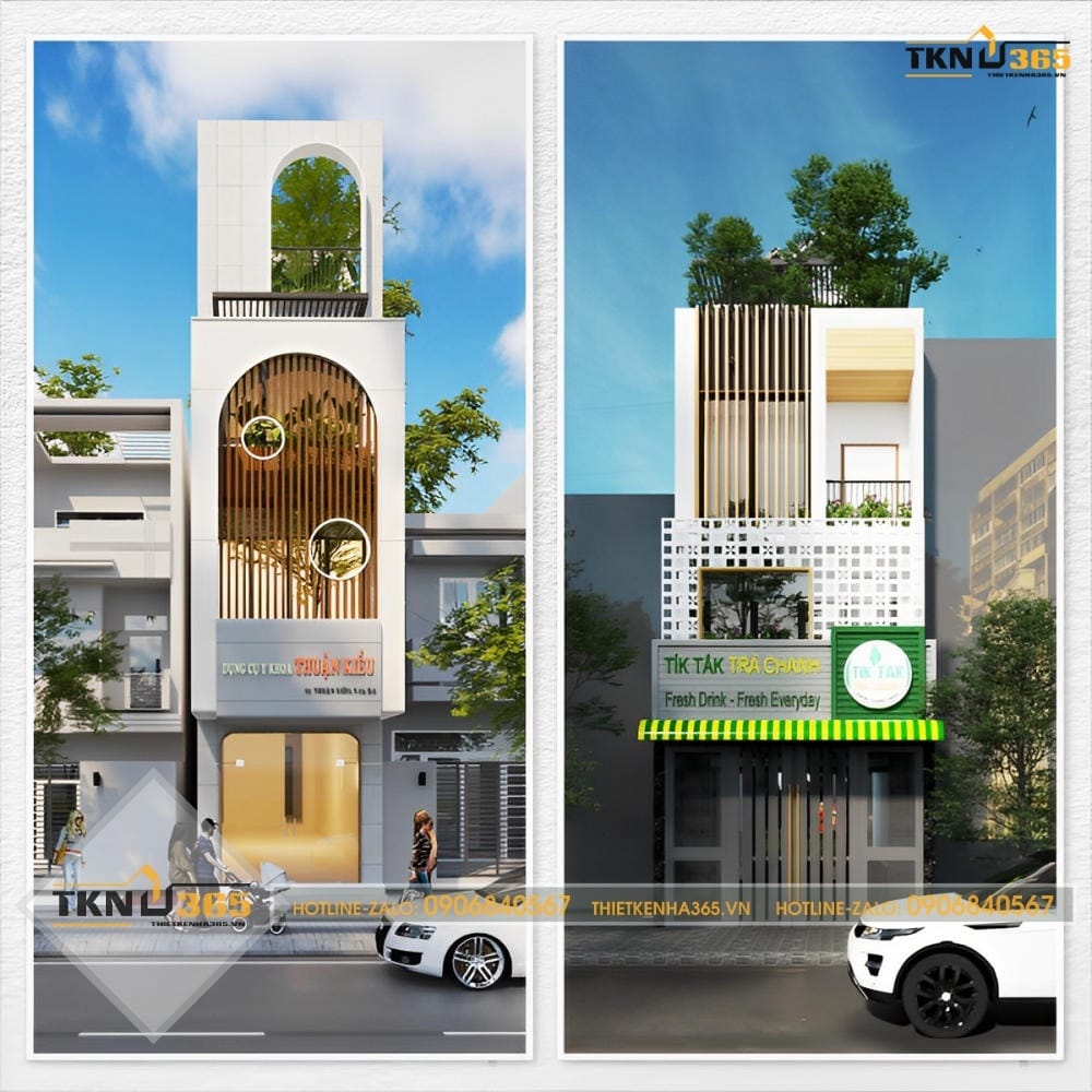 Mẫu nhà ở kết hợp kinh doanh thiết kế đơn giản độc lạ