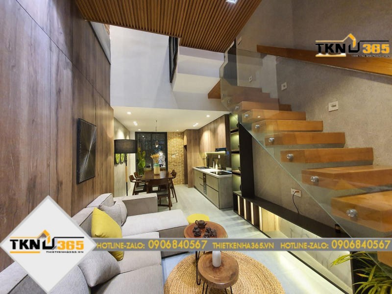 Thiết kế nhà nhỏ đẹp 15m2 có phòng khách thông với phòng bếp