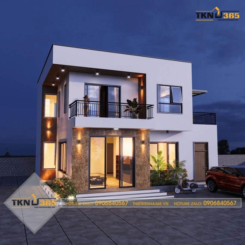 mẫu nhà vuông 8x9m