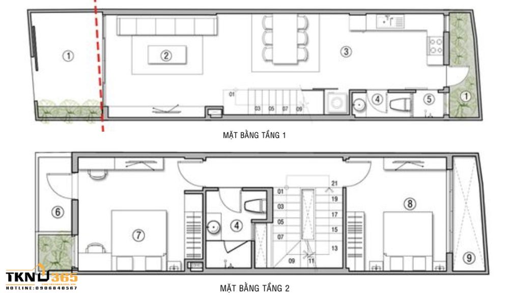 Gợi ý thiết kế nhà 2 tầng giá 400 triệu có 2 phòng ngủ