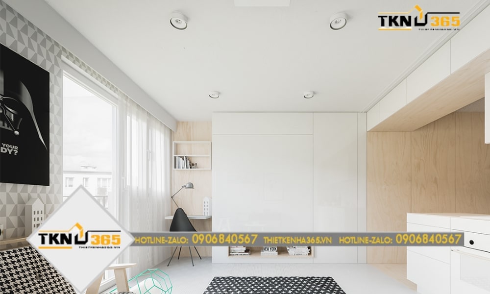 Mẫu nhà 15m2 thoáng khí, đón được nhiều ánh sáng hơn nhờ cửa sổ kiểu Pháp