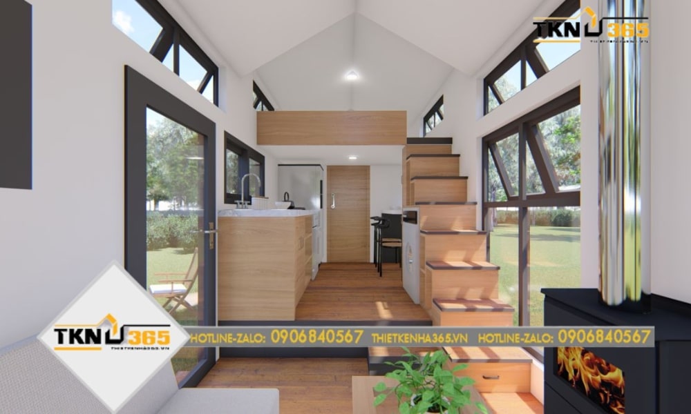 Thiết kế nhà nhỏ 15m2 không gian mở kết hợp đồ nội thất thông minh