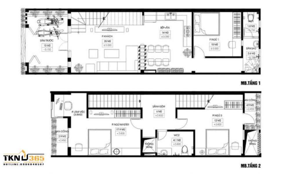 Gợi ý thiết kế nhà 2 tầng giá 400 triệu có 3 phòng ngủ