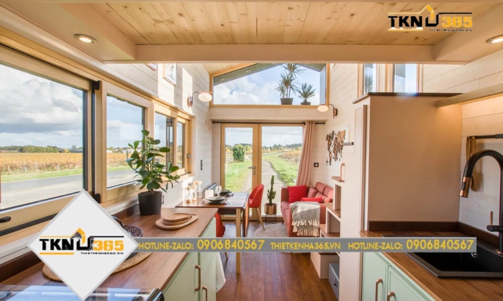 Nhà đẹp 15m2 phòng bếp nối liền phòng khách