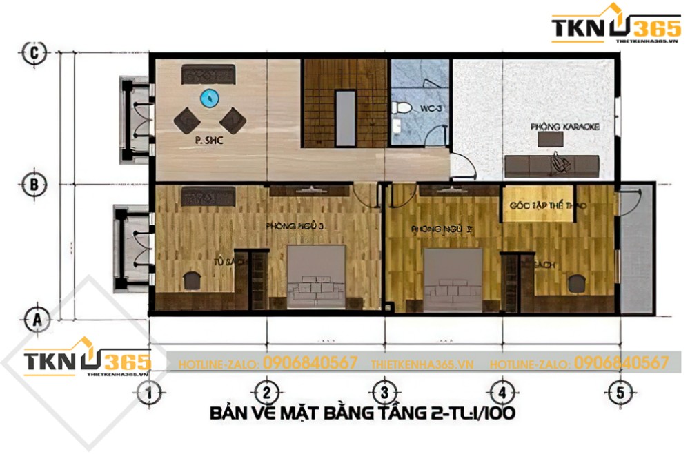 mẫu nhà 2 tầng chữ l 100m2