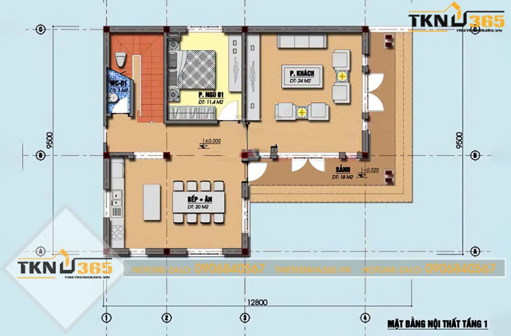 mẫu nhà 2 tầng chữ l 100m2