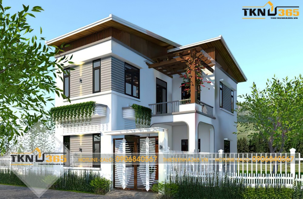 mẫu nhà 2 tầng chữ l 100m2