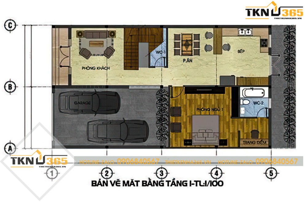 mẫu nhà 2 tầng chữ l 100m2