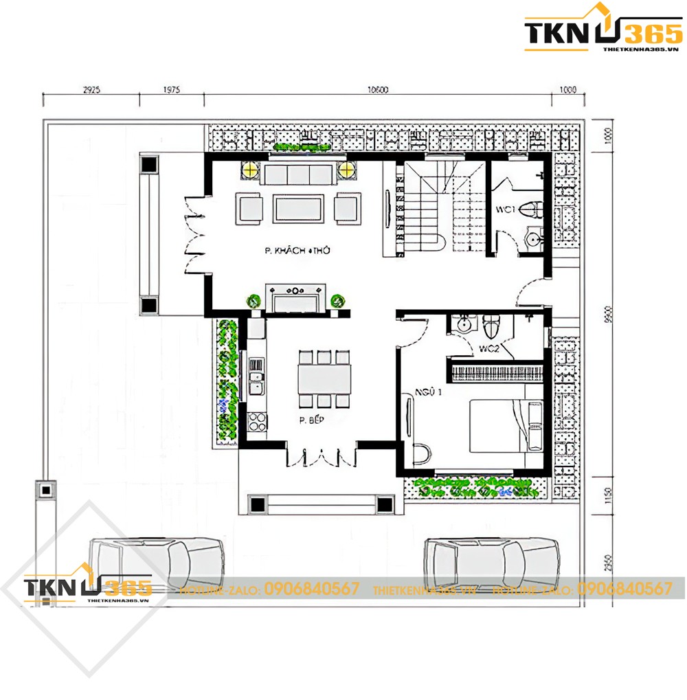 mẫu nhà 2 tầng chữ l 100m2