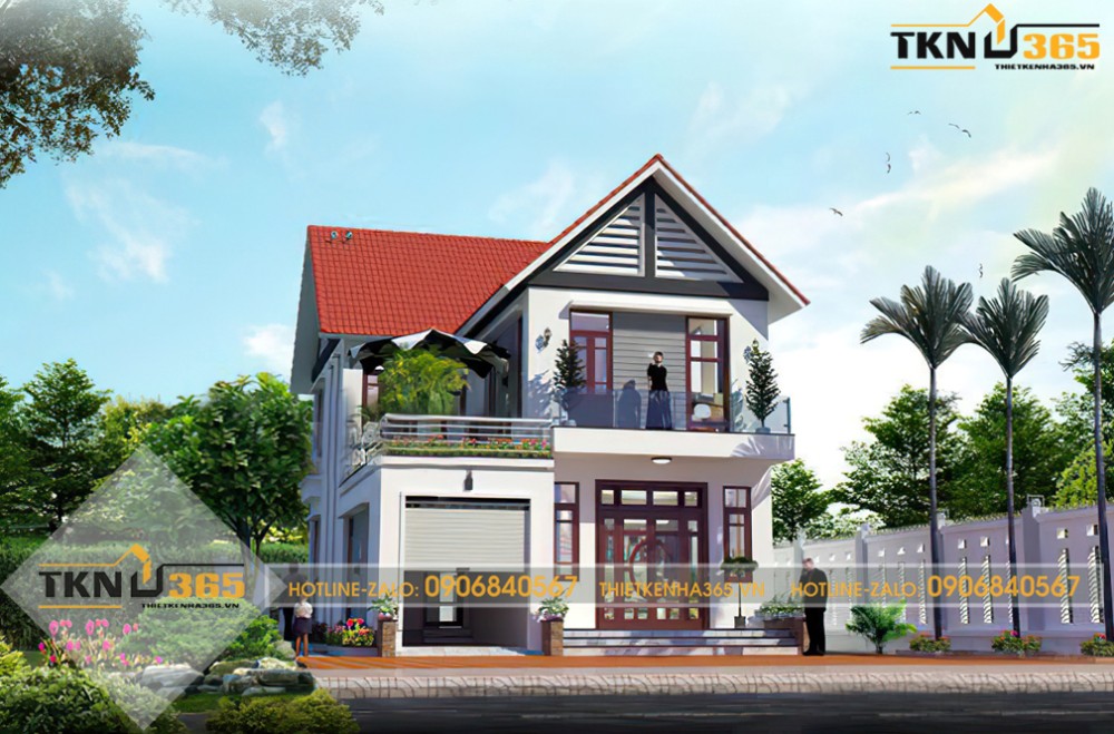 mẫu nhà 2 tầng chữ l 100m2