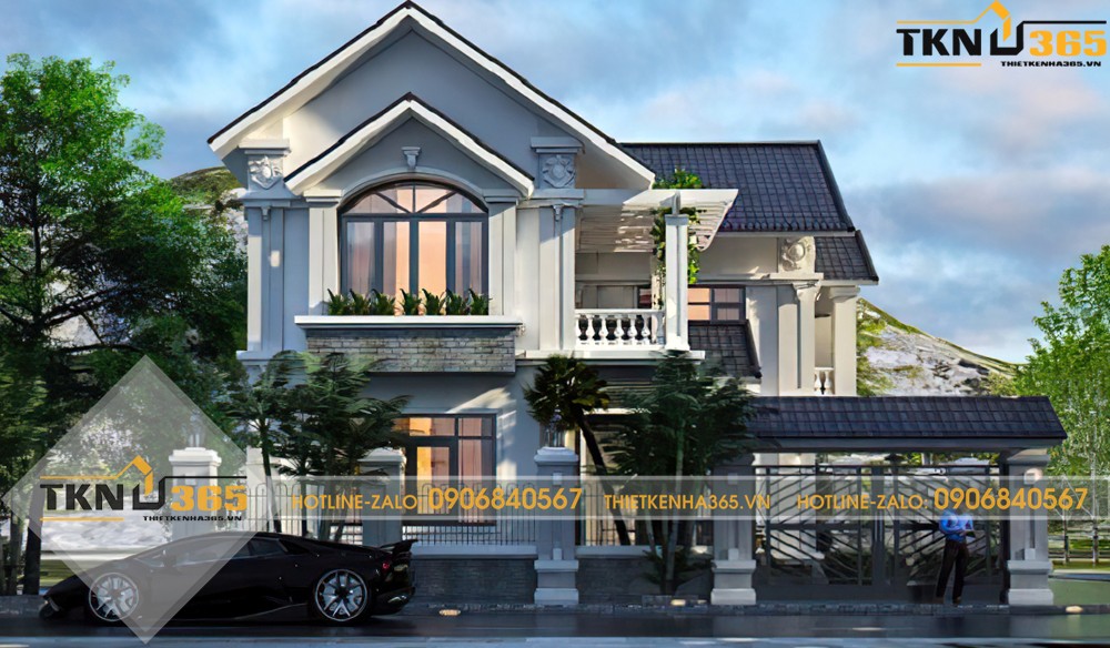 mẫu nhà 2 tầng chữ l 100m2