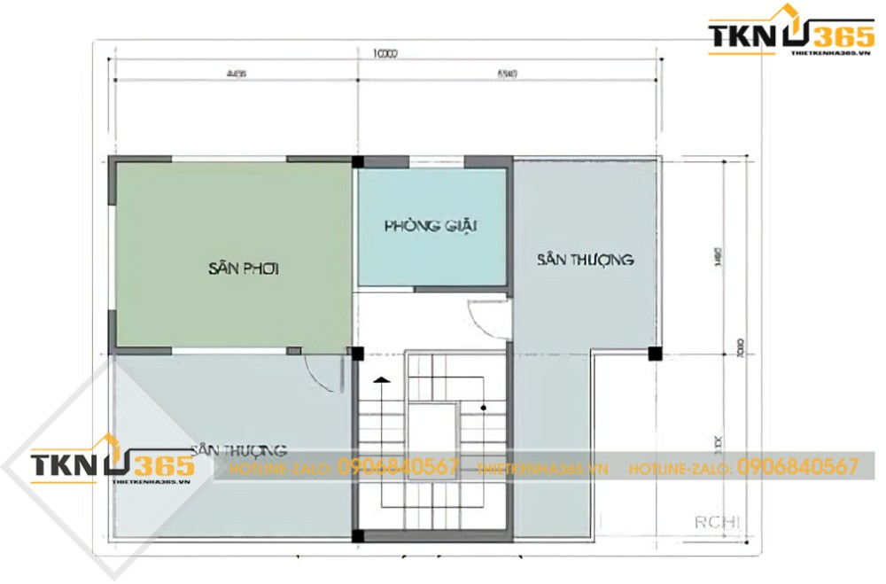 nhà 2 tầng 1 tum mái tôn