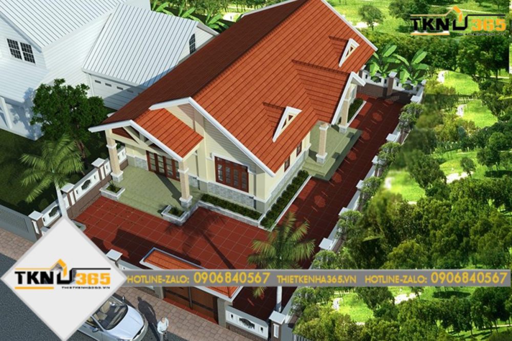 nhà cấp 4 mái thái 3 phòng ngủ