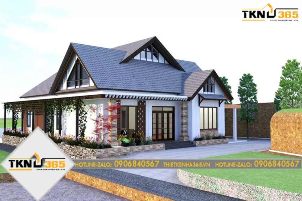 nhà cấp 4 mái thái 3 phòng ngủ