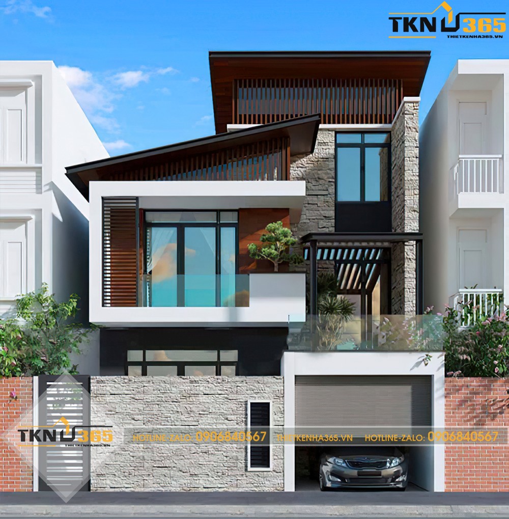 thiết kế nhà 2 tầng 7x11m