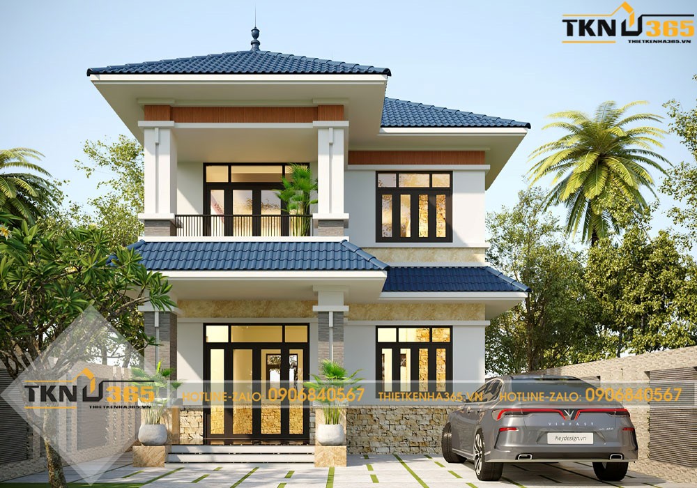 thiết kế nhà 2 tầng 7x11m