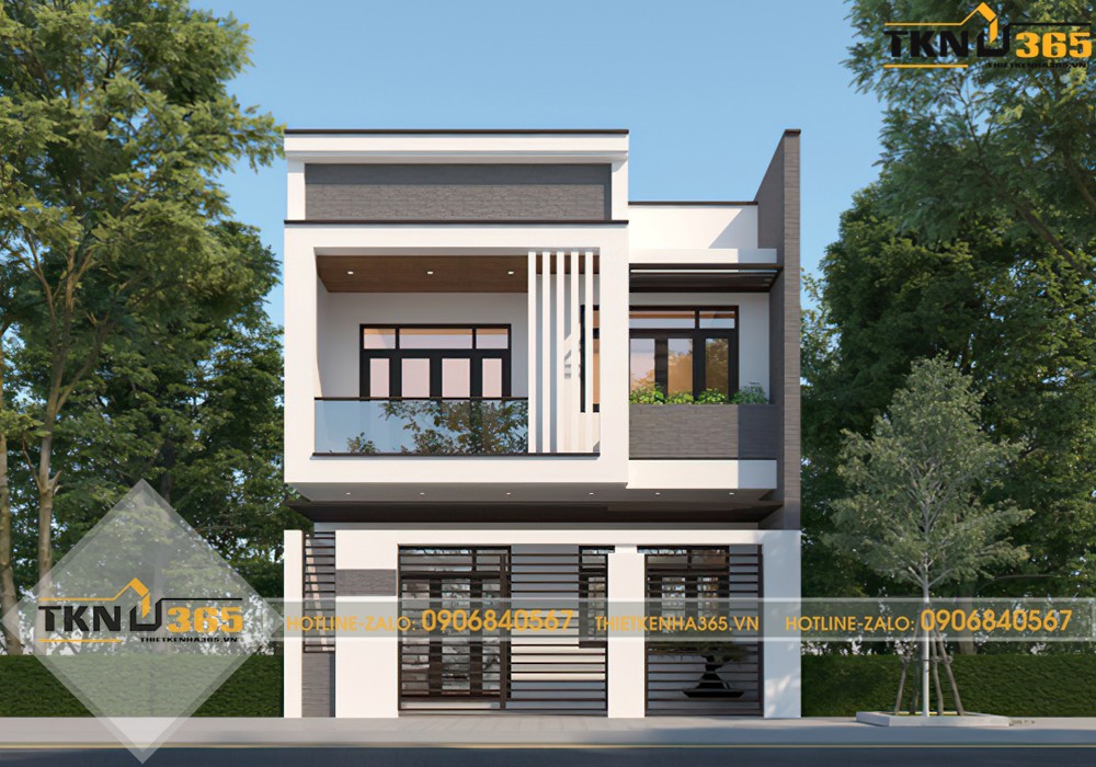 thiết kế nhà 2 tầng 7x11m