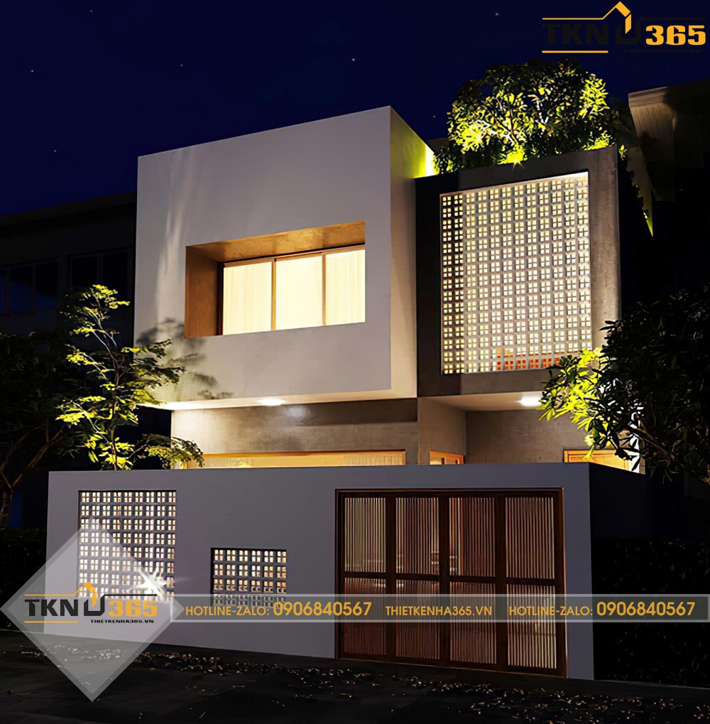 thiết kế nhà 2 tầng 7x11m