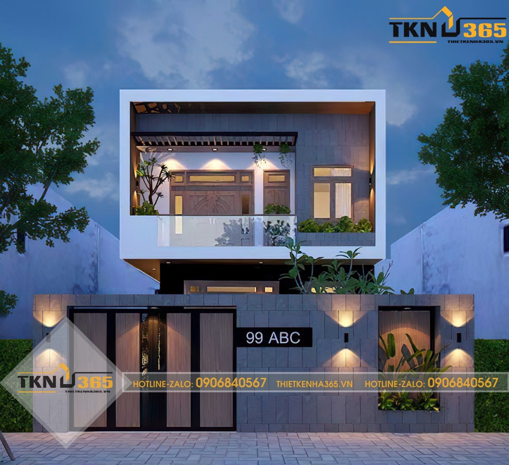 thiết kế nhà 2 tầng 7x11m