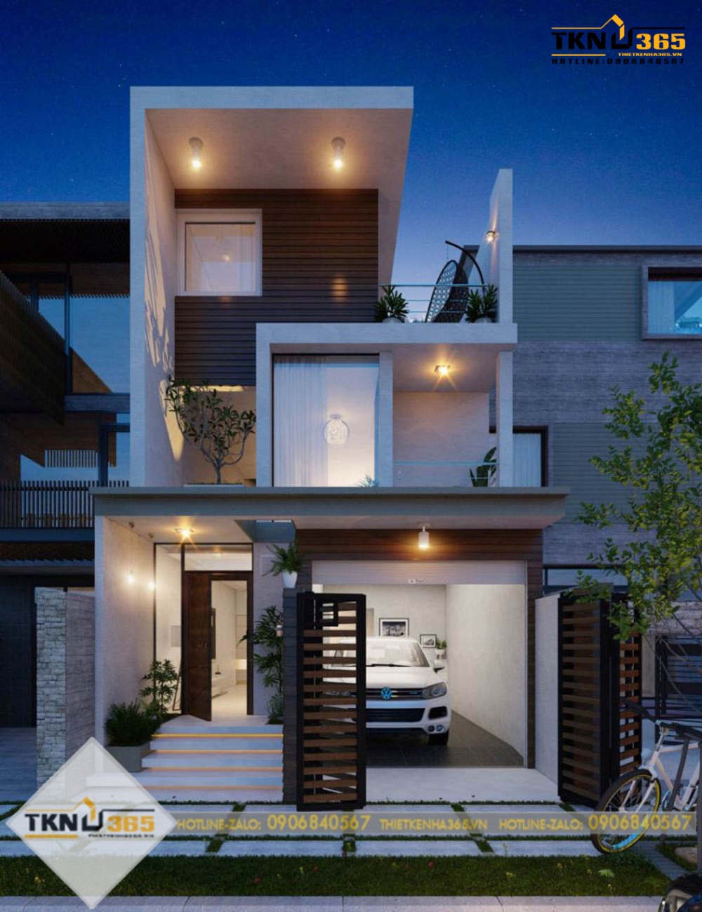 Thiết kế nhà có tầng hầm 5x20m