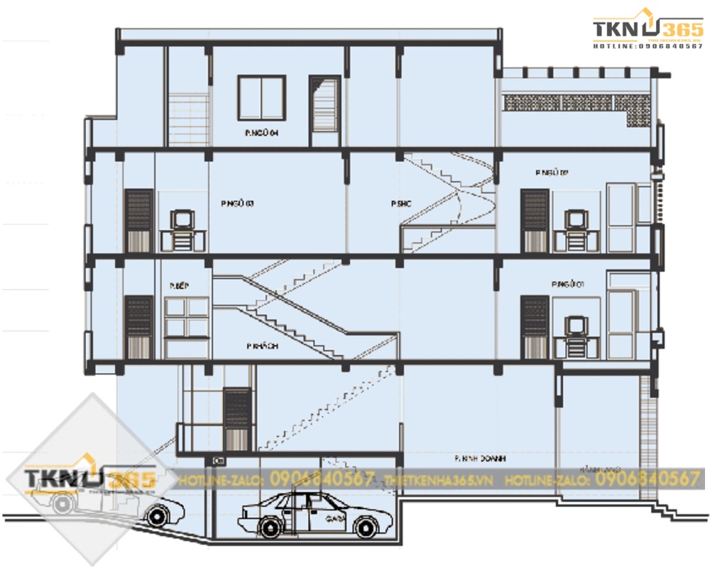 Thiết kế nhà có tầng hầm 5x20