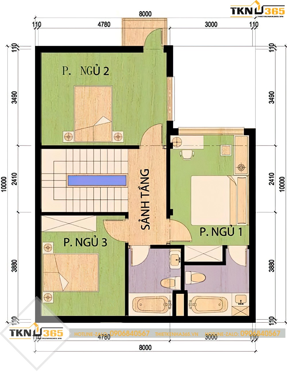 thiết kế nhà mặt tiền 8m sâu 10m