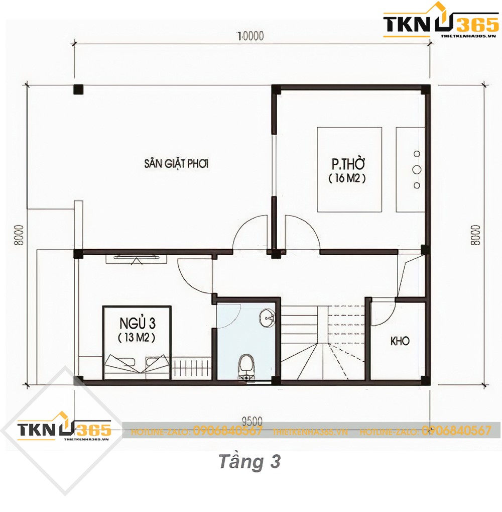thiết kế nhà mặt tiền 8m sâu 10m