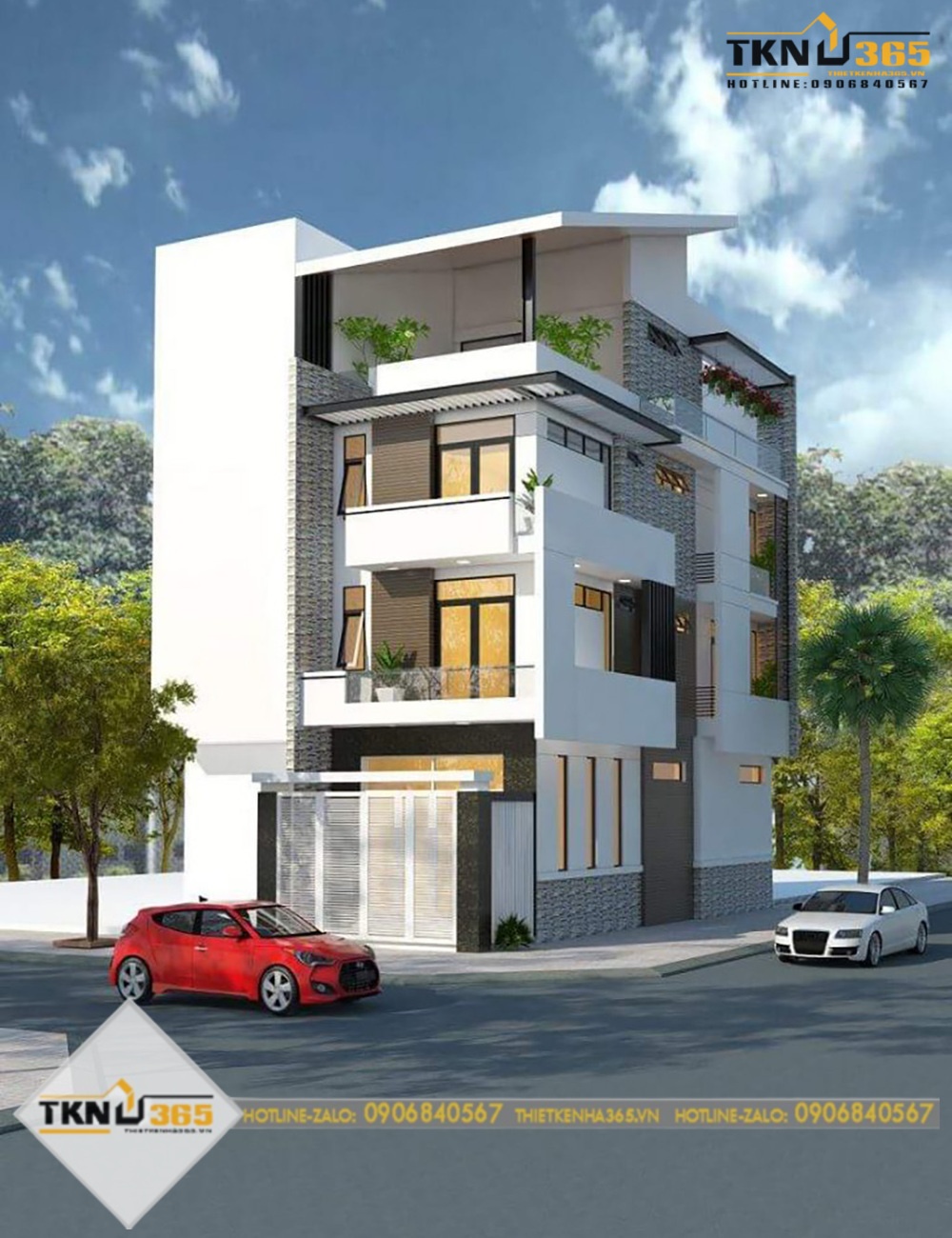 thiết kế nhà mặt tiền 8m sâu 5m có 2 mặt tiền