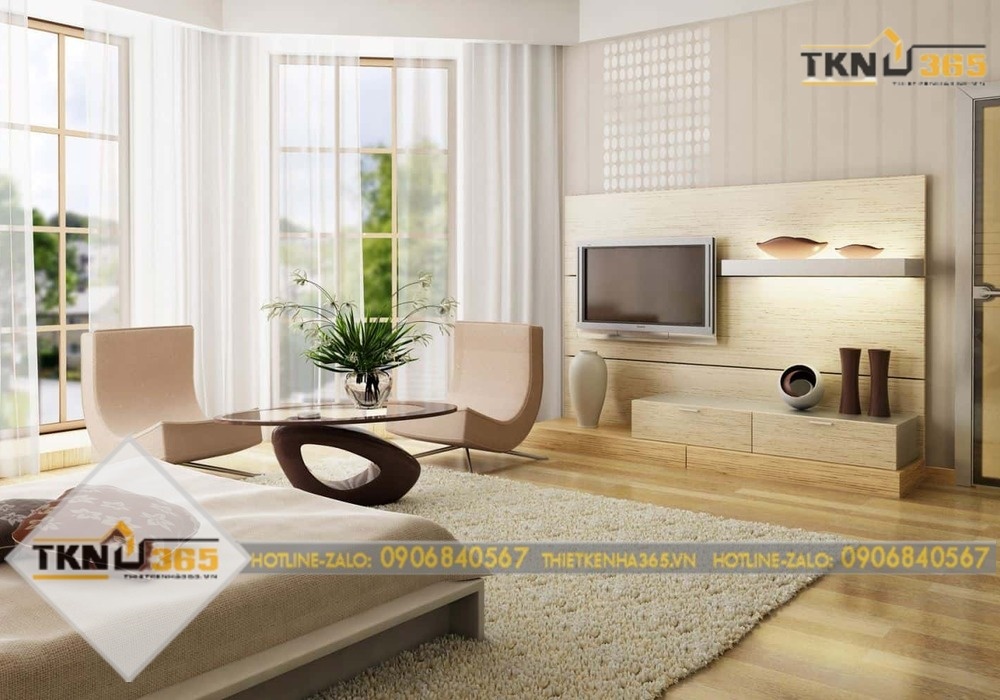 Nội thất phòng ngủ nhà phố 2 tầng rộng 7m với gam màu nhẹ nhàng, tinh tế