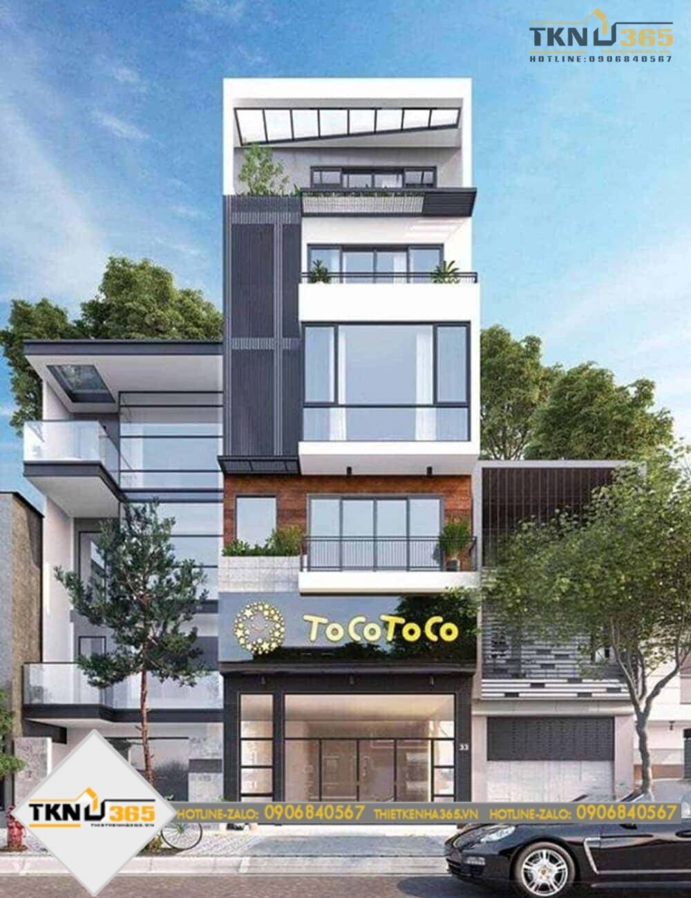 thiết kế nhà phố chiều rộng 7m