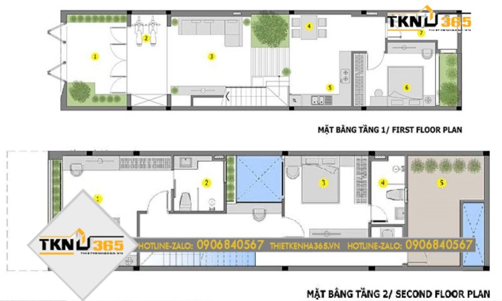 Bản vẽ thiết kế công năng cho nhà 2 tầng đẹp mái Thái