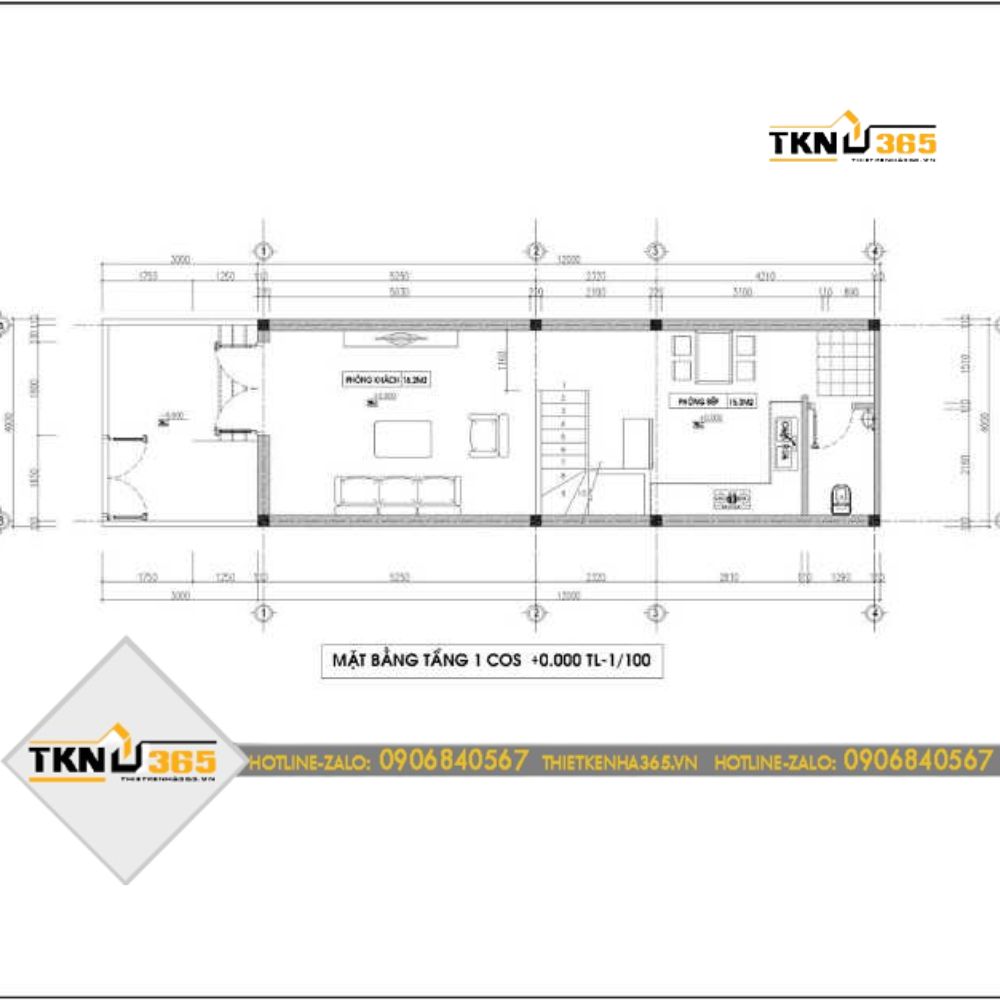 Bản vẽ công năng cho mặt bằng tầng 1