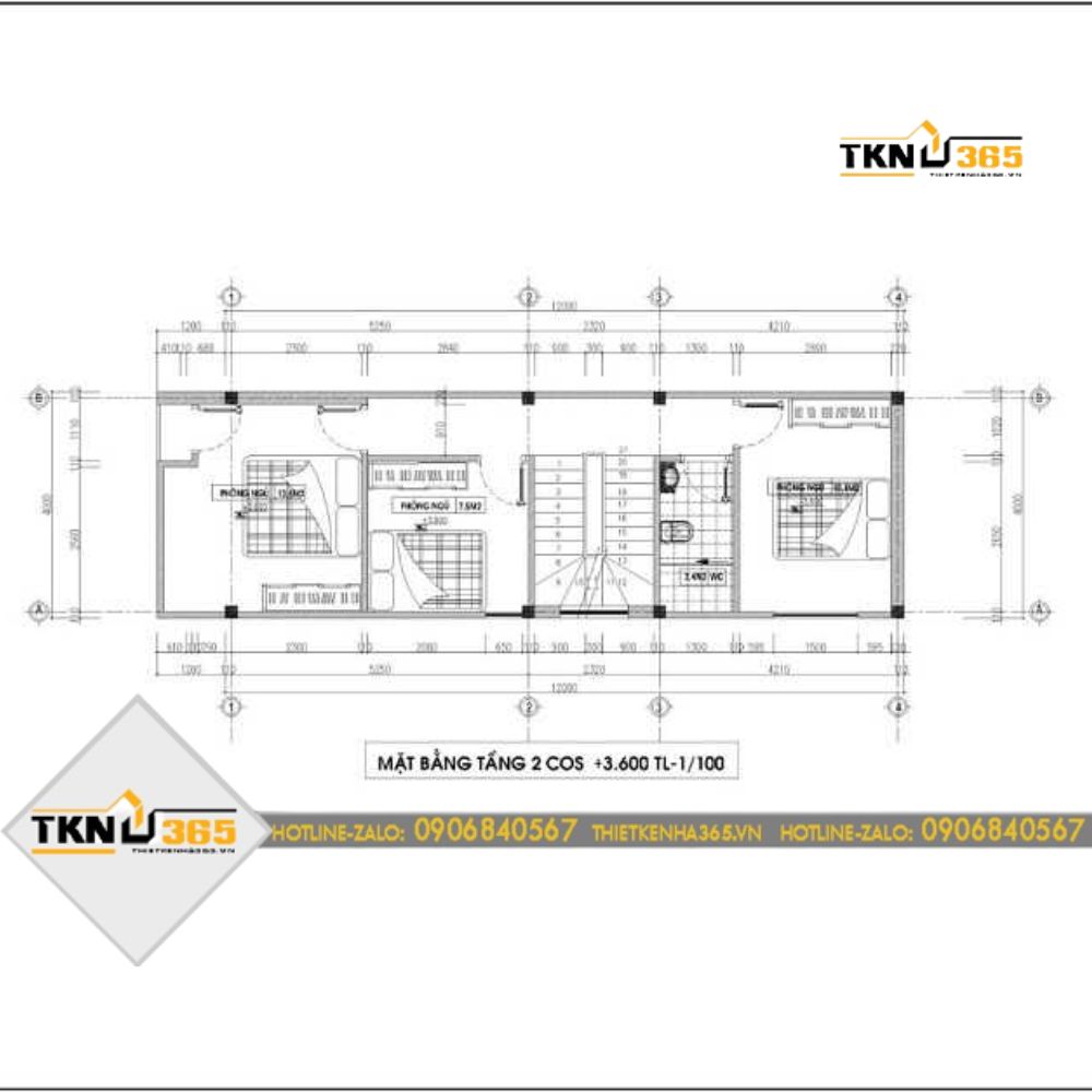 Bản vẽ công năng cho mặt bằng tầng 2
