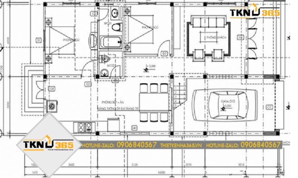 Mặt bằng tầng 1 nhà 100m2 2 tầng 4 phòng ngủ