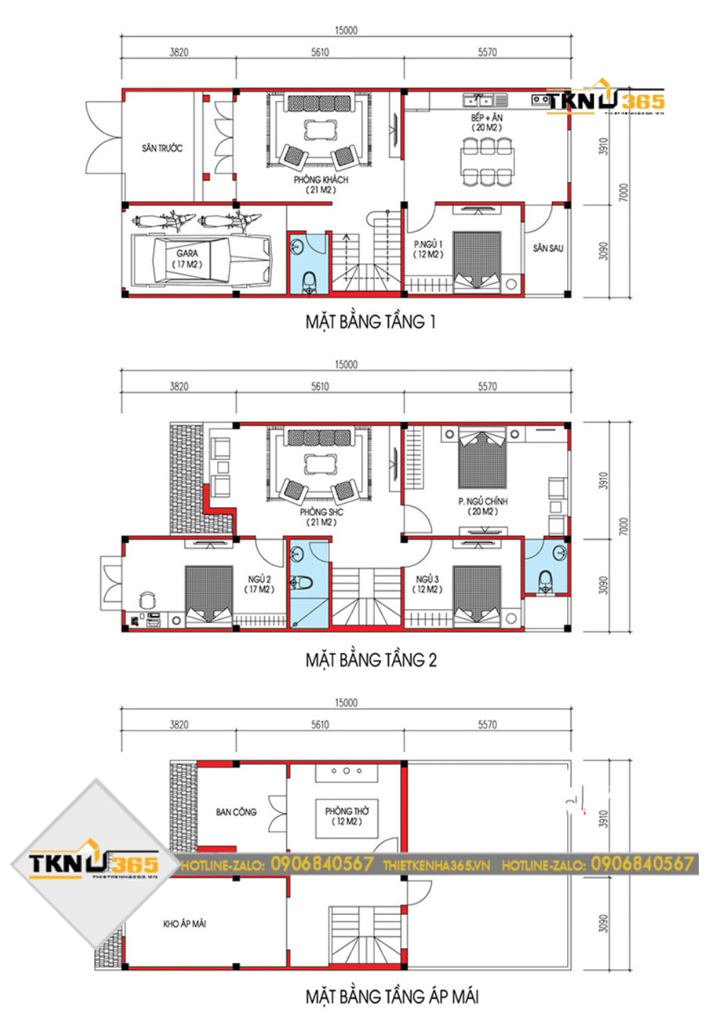 Bản vẽ thiết kế nhà phố chiều rộng 7m