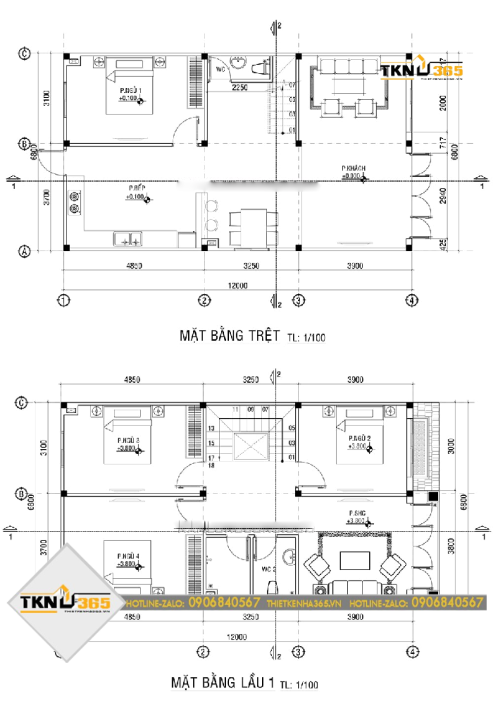 Bản vẽ nhà phố hiện đại 7m mặt tiền
