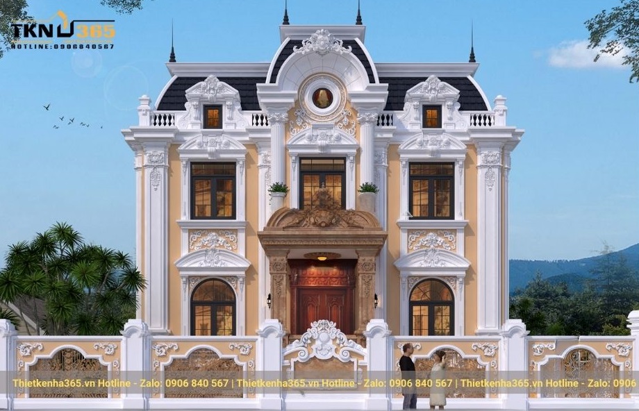 mẫu biệt thự cổ điển kiểu Pháp