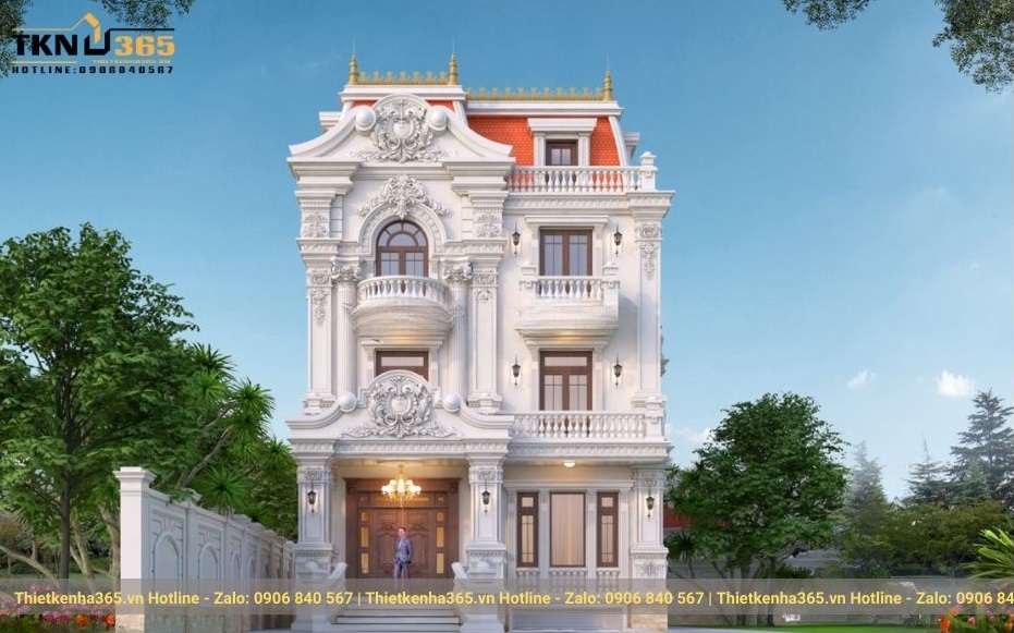 thiết kế biệt thự cổ điển 3 tầng