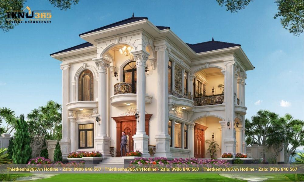 mẫu thiết kế biệt thự cổ điển 2 tầng