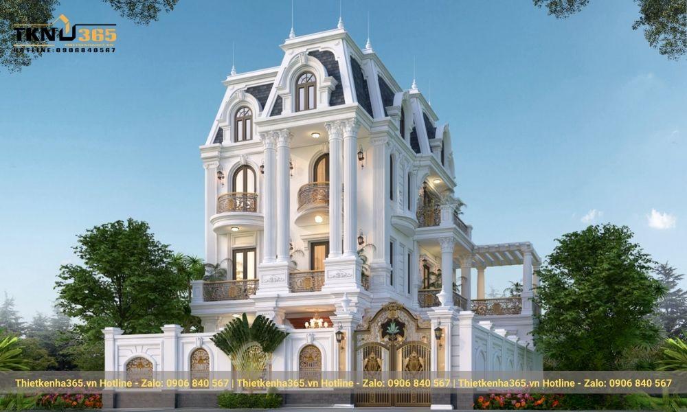 thiết kế mẫu Biệt thự cổ điển 2 mặt tiền